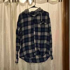 American Eagle Outfitters Blue and White Casual Shirt